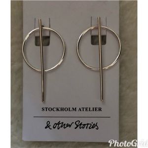 & other stories silver circle bar earrings